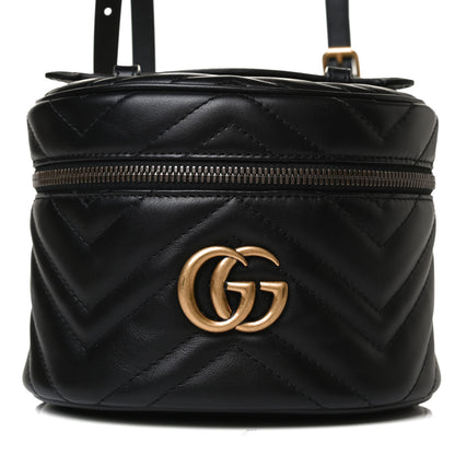 Gucci Calfskin Matelasse Mini GG Marmont Round Backpack Black 7 of 12