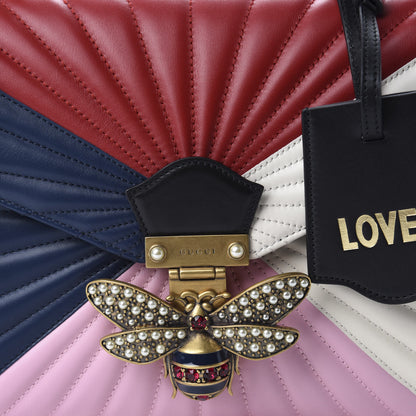Gucci Calfskin Bamboo Trapuntata Queen Margaret Top Handle Bag Blue Agata Hibiscus Red Mystic White Sugar Pink 9 of 10