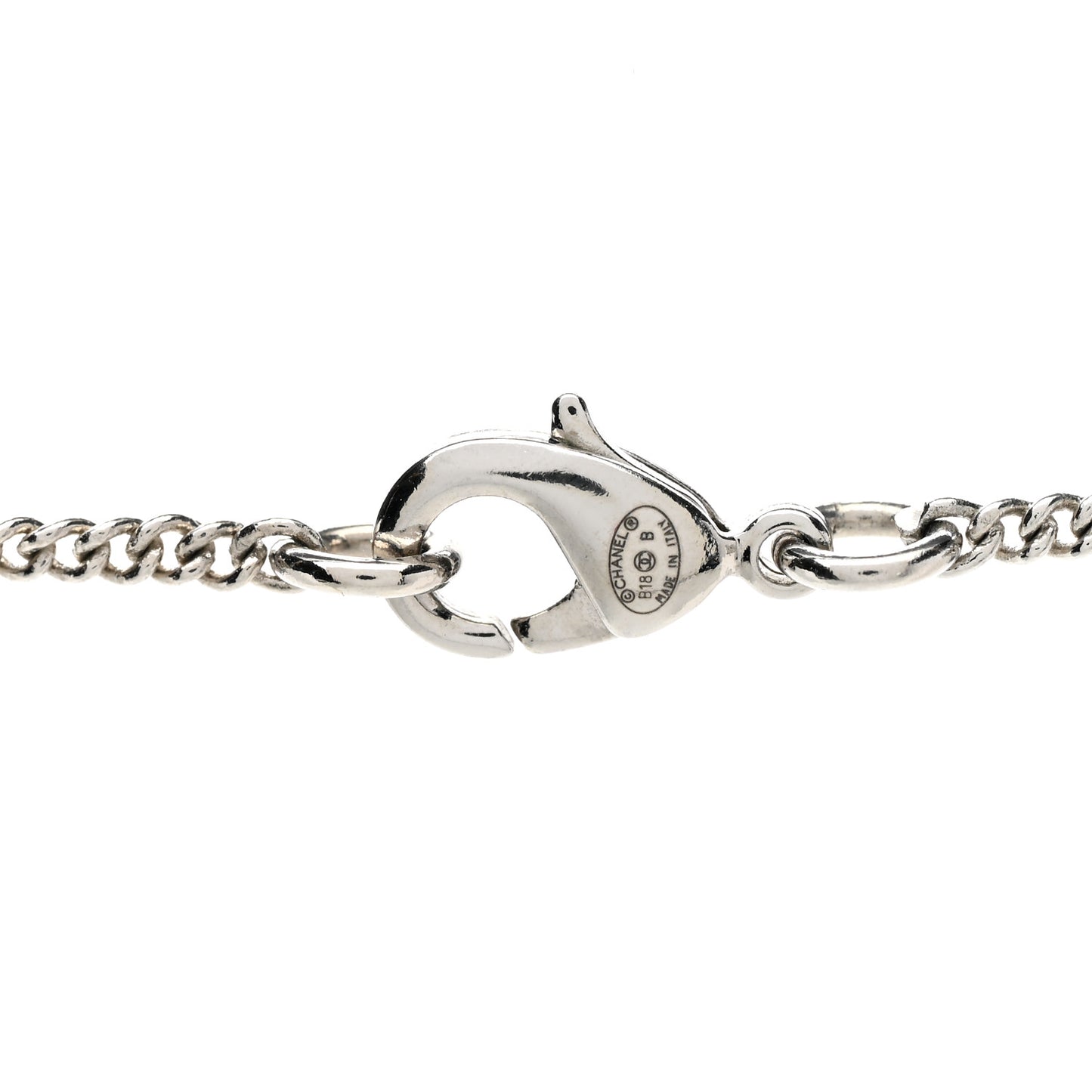 Resin Crystal Baguette CC Necklace Silver Black