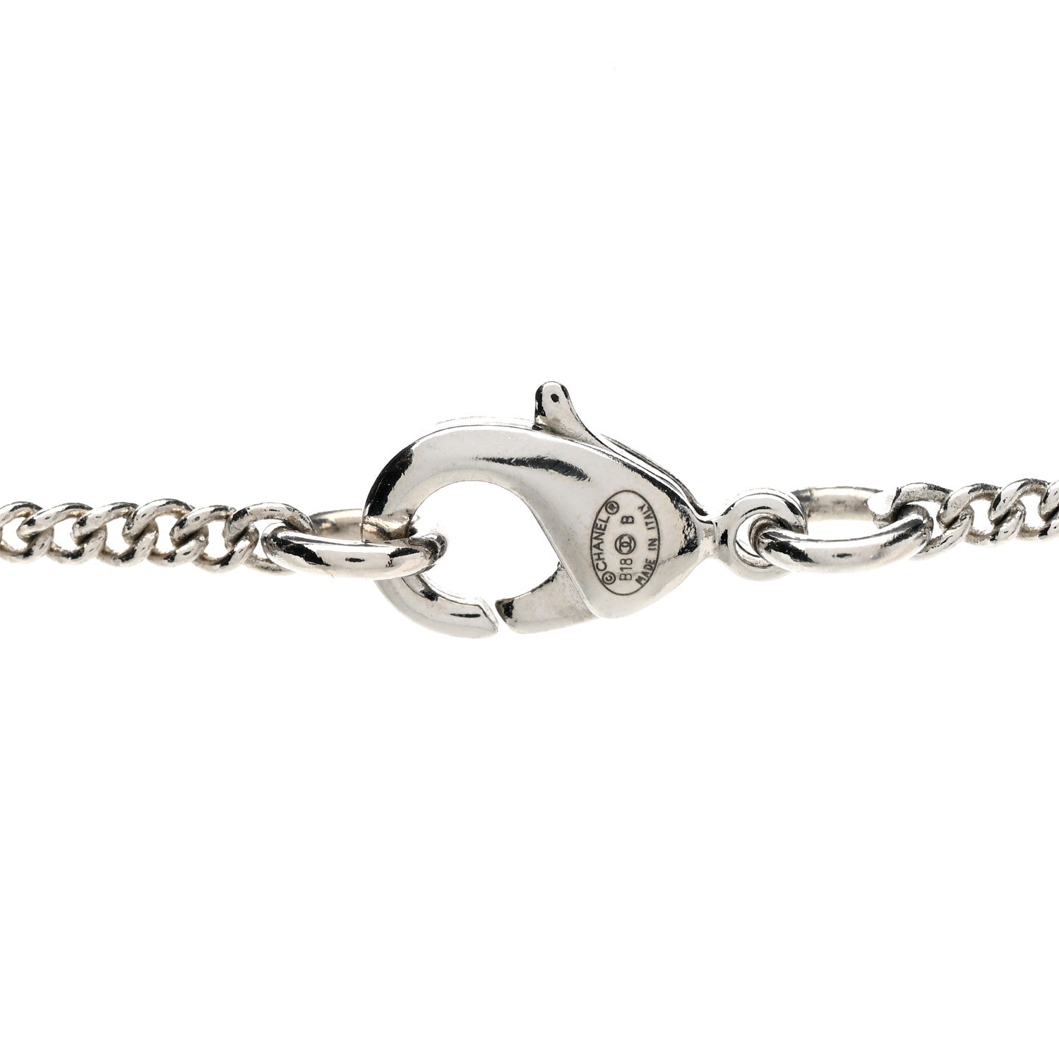Chanel Resin Crystal Baguette CC Necklace Silver Black 5 of 6