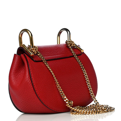 Chloe Grained Lambskin Nano Drew Shoulder Bag Plaid Red 3 of 11