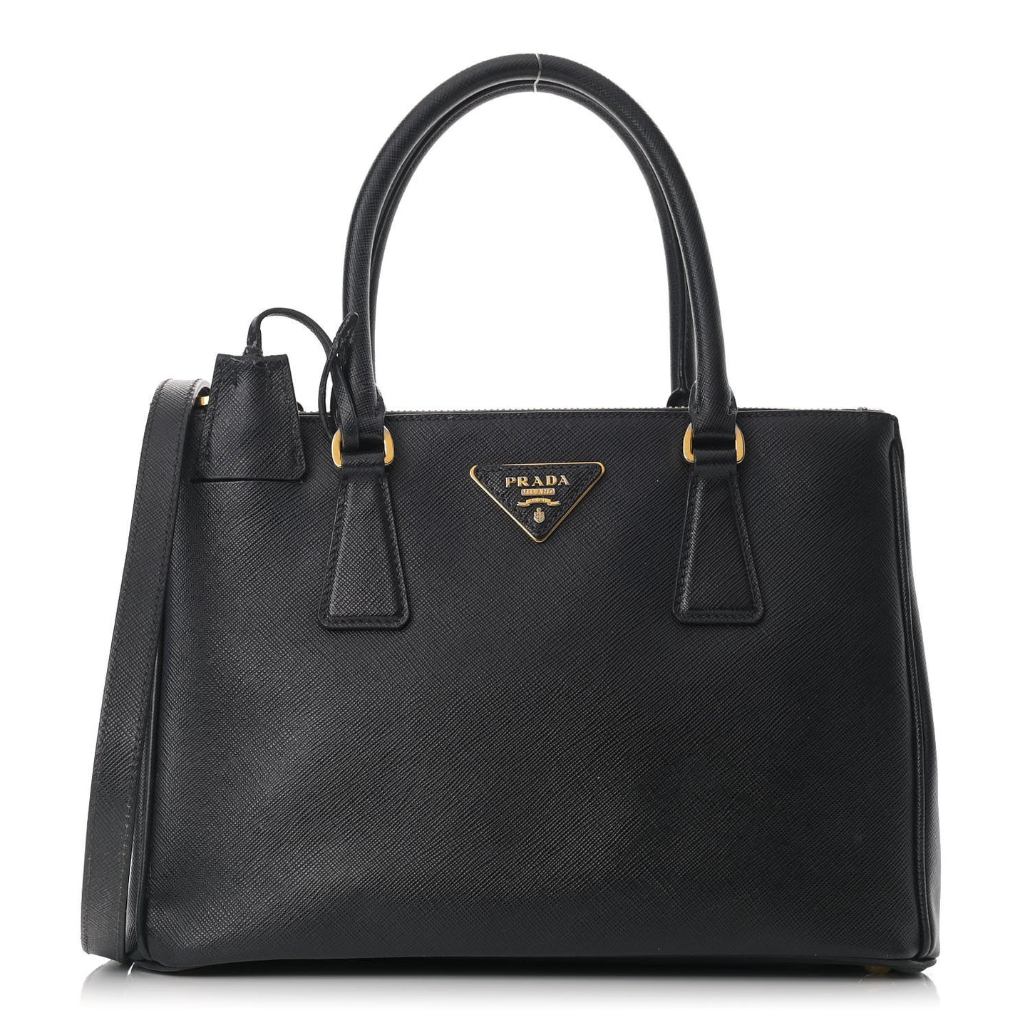 Saffiano Small Galleria Double Zip Tote Black