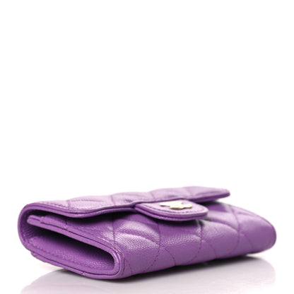 Chanel Caviar Quilted Flap Card Holder Wallet Purple 4 of 9