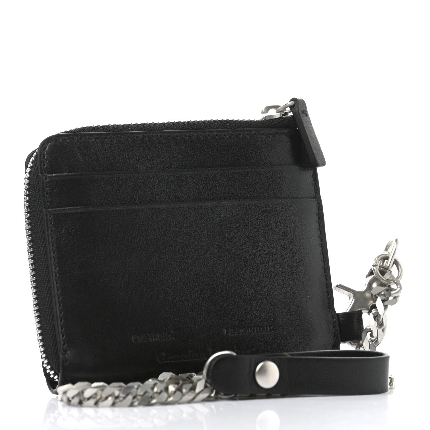 Off-White Calfskin Zip Chain Wallet Black 3 of 7