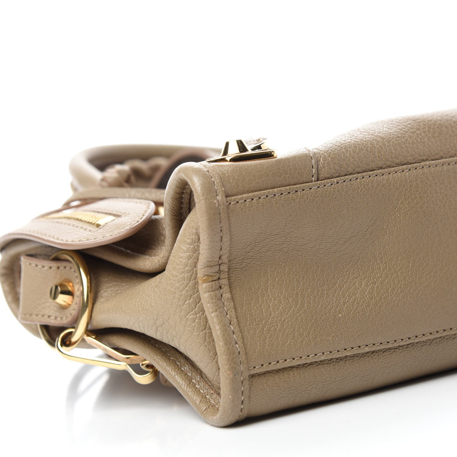 Balenciaga Chevre Gold Metallic Edge Hardware Mini City Beige Latte 6 of 10