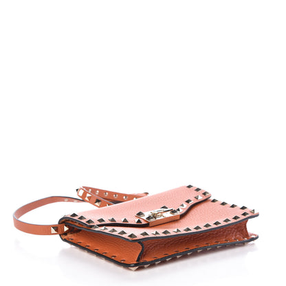 Valentino Garavani Pebbled Calfskin Rockstud Shoulder Flap Bag Orange 4 of 8
