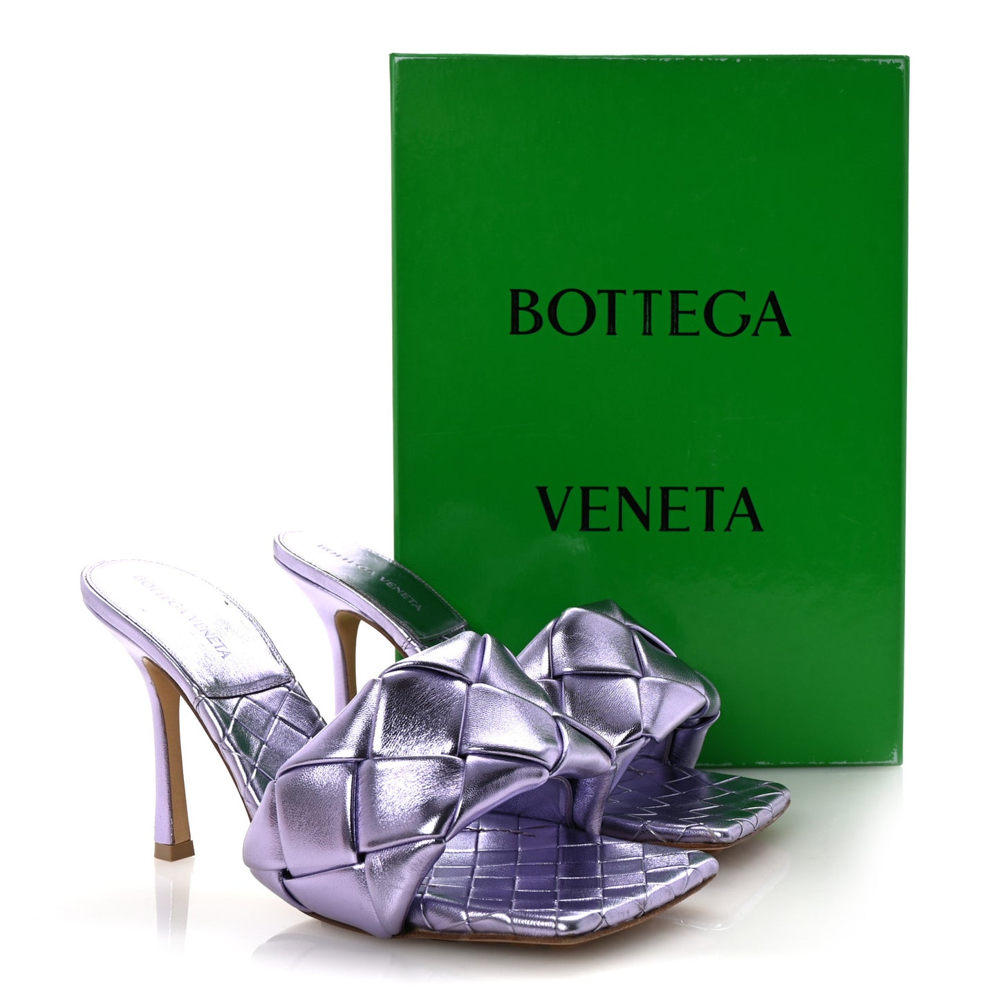 Metallic Nappa Maxi Intrecciato Lido Mule Sandals 40.5 Wisteria