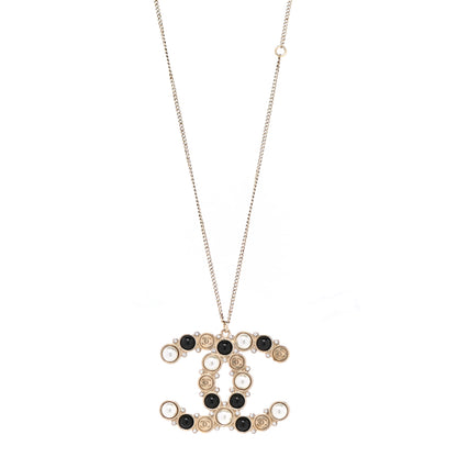 Chanel Crystal Pearl CC Chain Necklace Gold Black 1 of 6