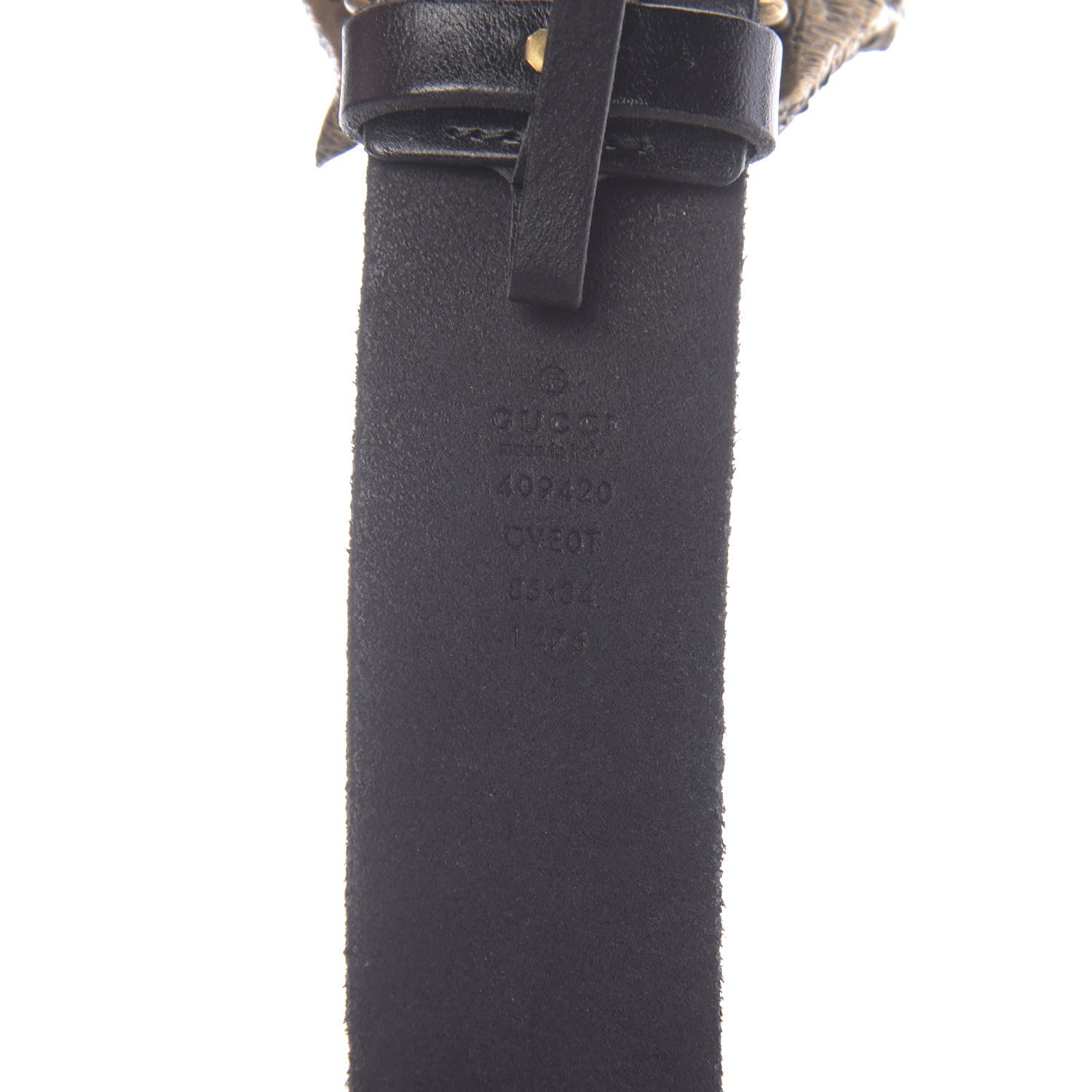 Gucci Calfskin Brass Feline Buckle Belt 85 34 Black 3 of 5