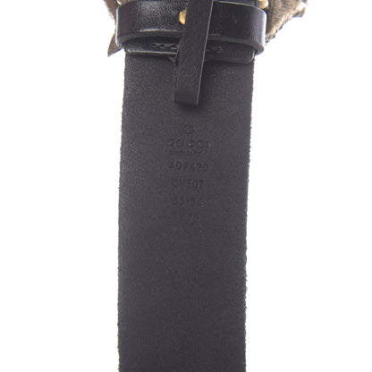 Gucci Calfskin Brass Feline Buckle Belt 85 34 Black 3 of 5