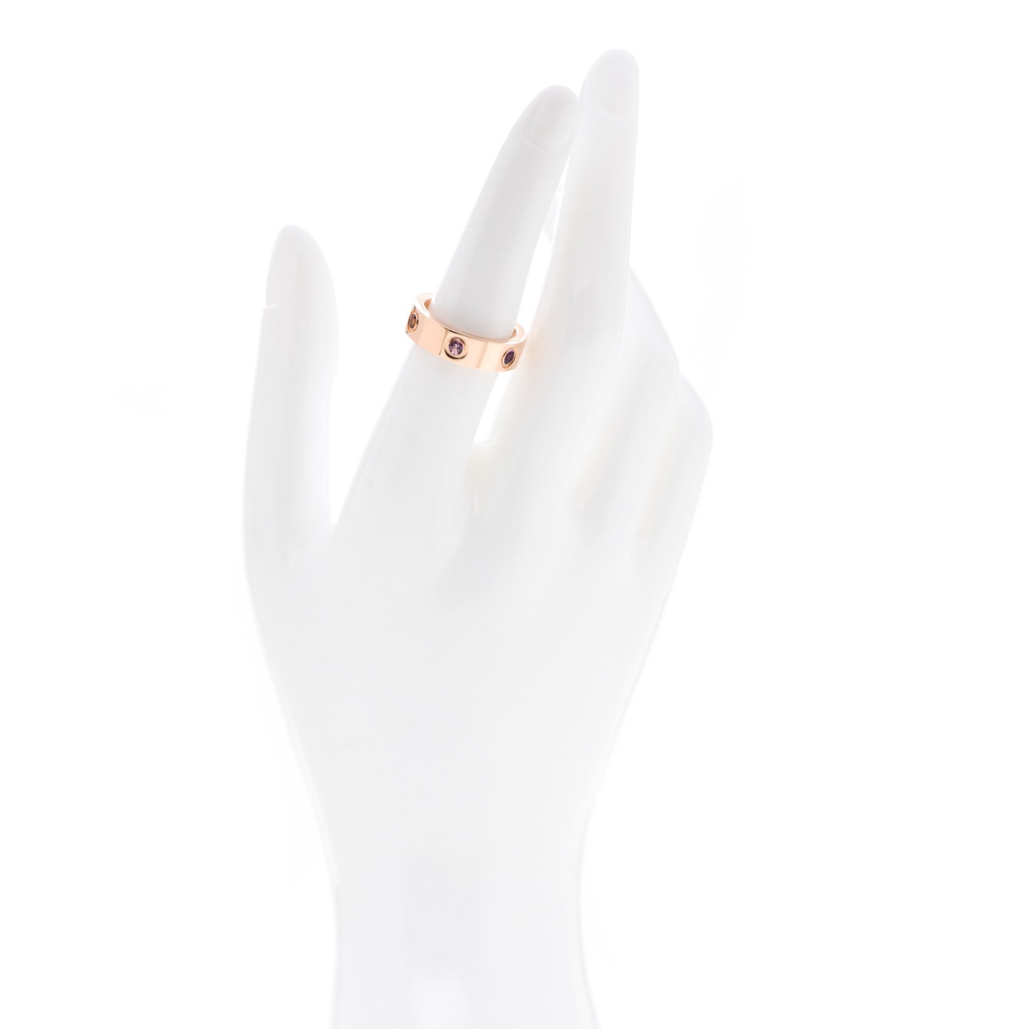 18K Pink Gold Sapphire Garnet Amethyst 5.5mm LOVE Ring 53 6.5