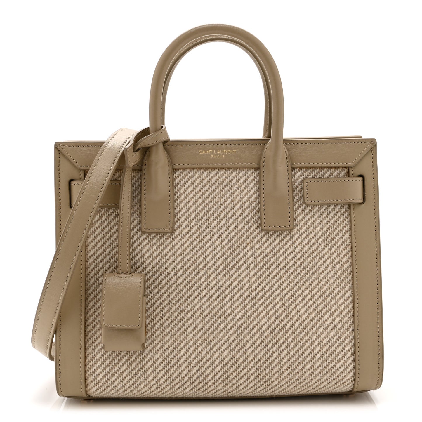 Smooth Calfskin Canvas Nano Sac de Jour Beige