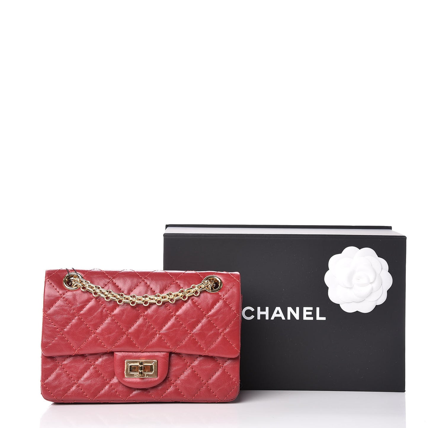 Aged Calfskin Quilted 2.55 Reissue Mini Flap Red