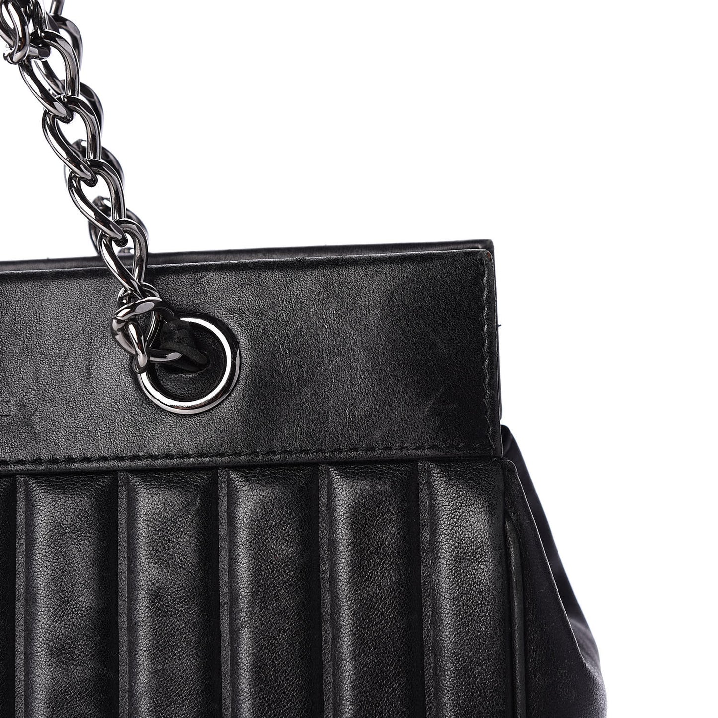 Calfskin Vertical Quilted Lax Shoulder Bag Black