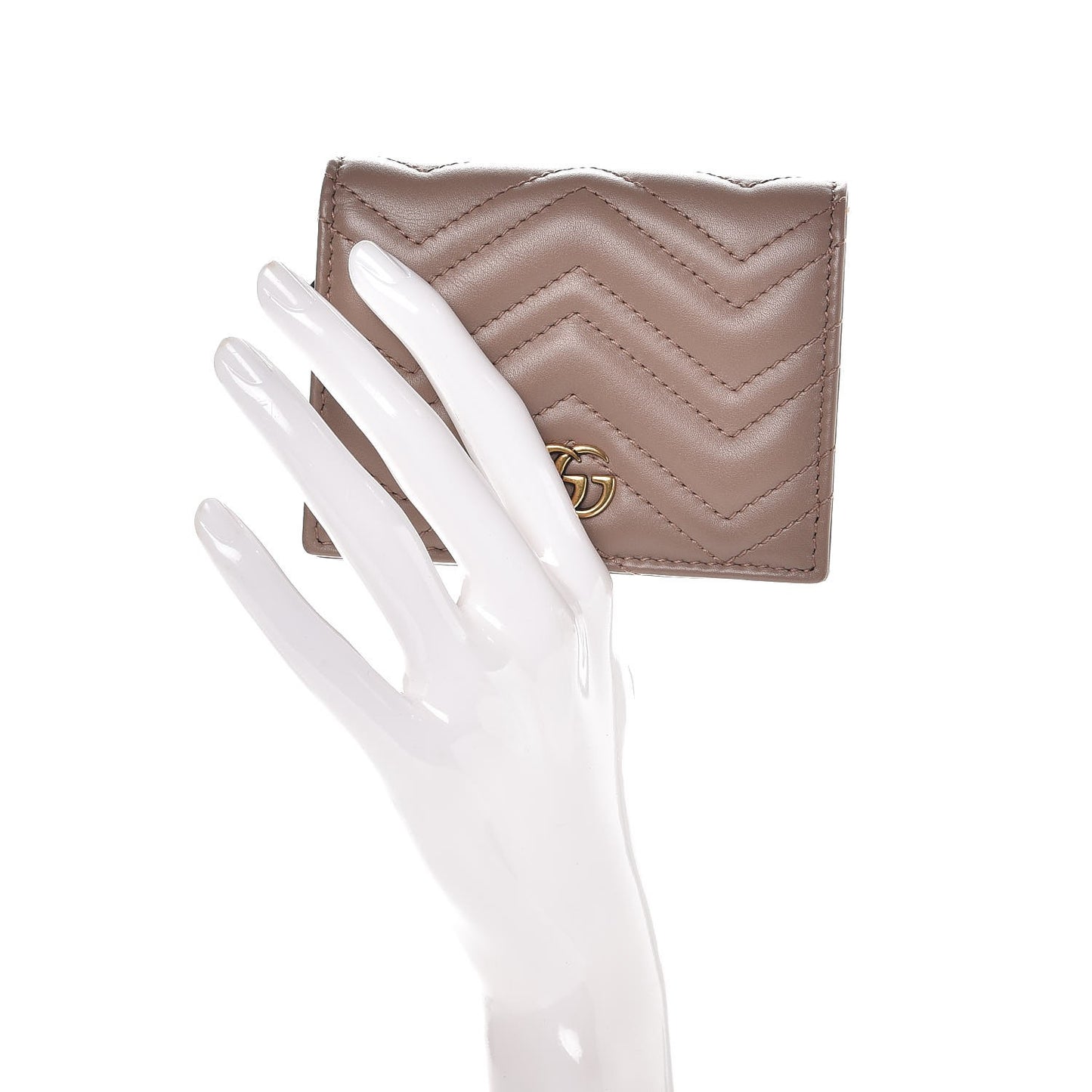 Calfskin Matelasse GG Marmont Card Case Wallet Porcelain Rose
