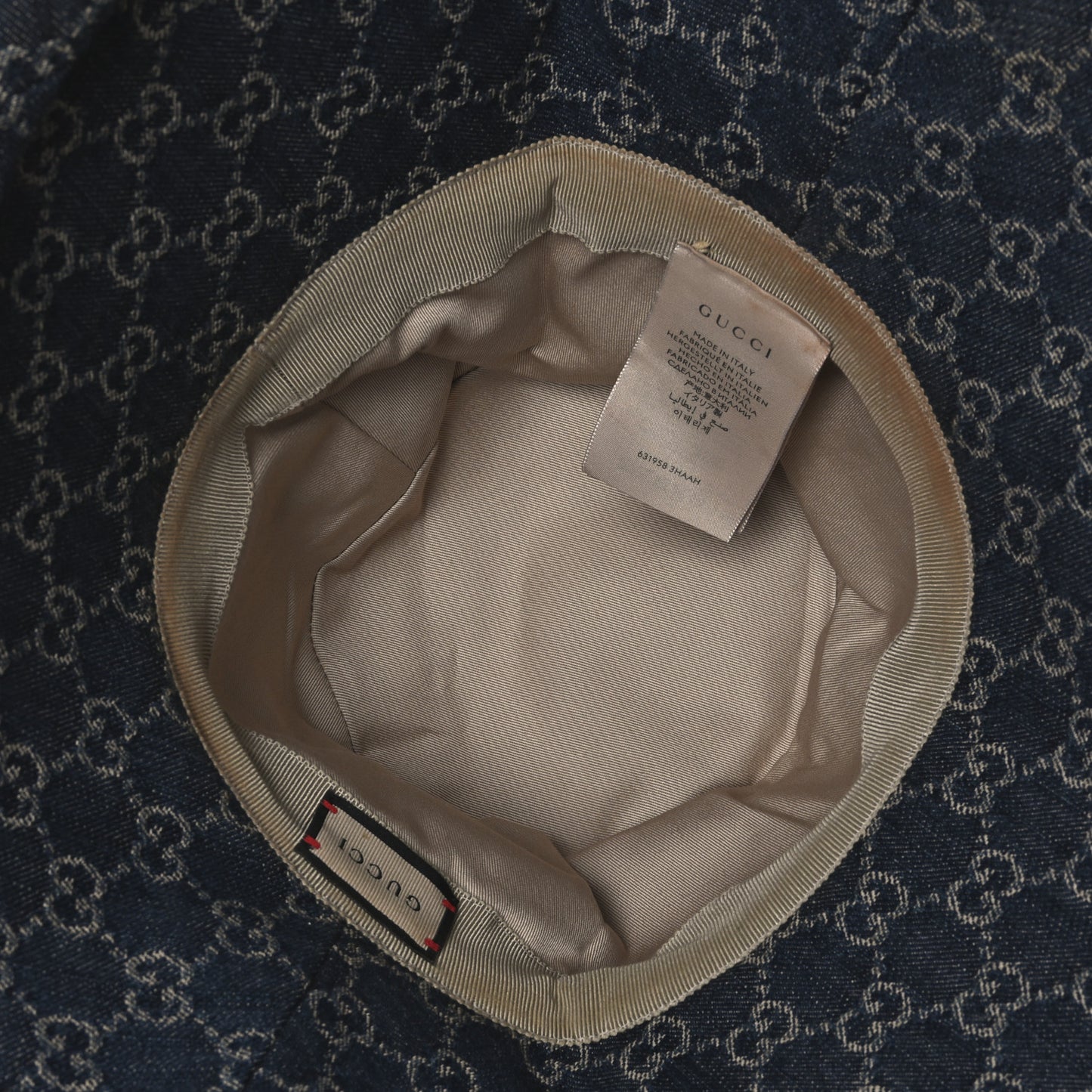 Eco Washed Denim GG Monogram Brim Hat L Blue