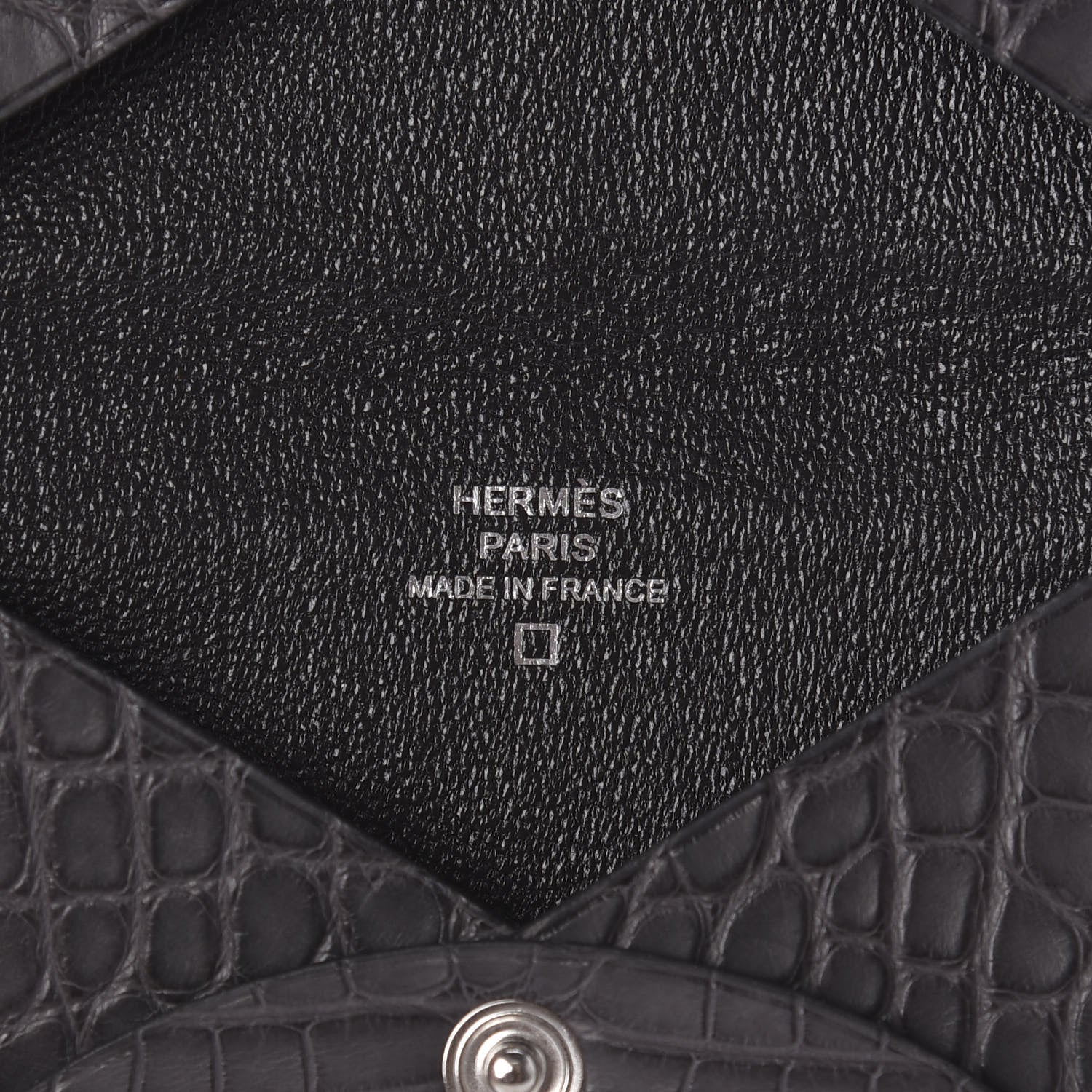Hermes Matte Alligator Calvi Card Case Graphite 6 of 7