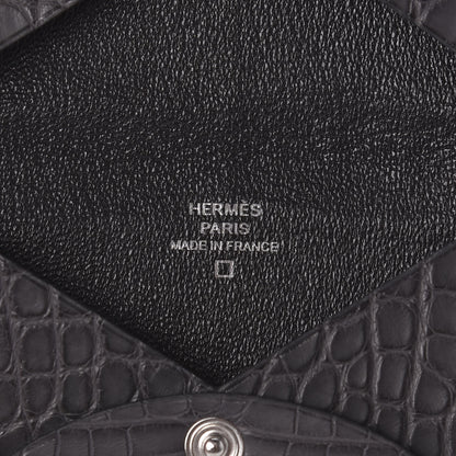Hermes Matte Alligator Calvi Card Case Graphite 6 of 7