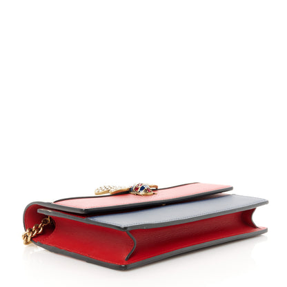 Gucci Calfskin Queen Margaret Chain Wallet Blue Agata Hibiscus Red Mystic White 4 of 9