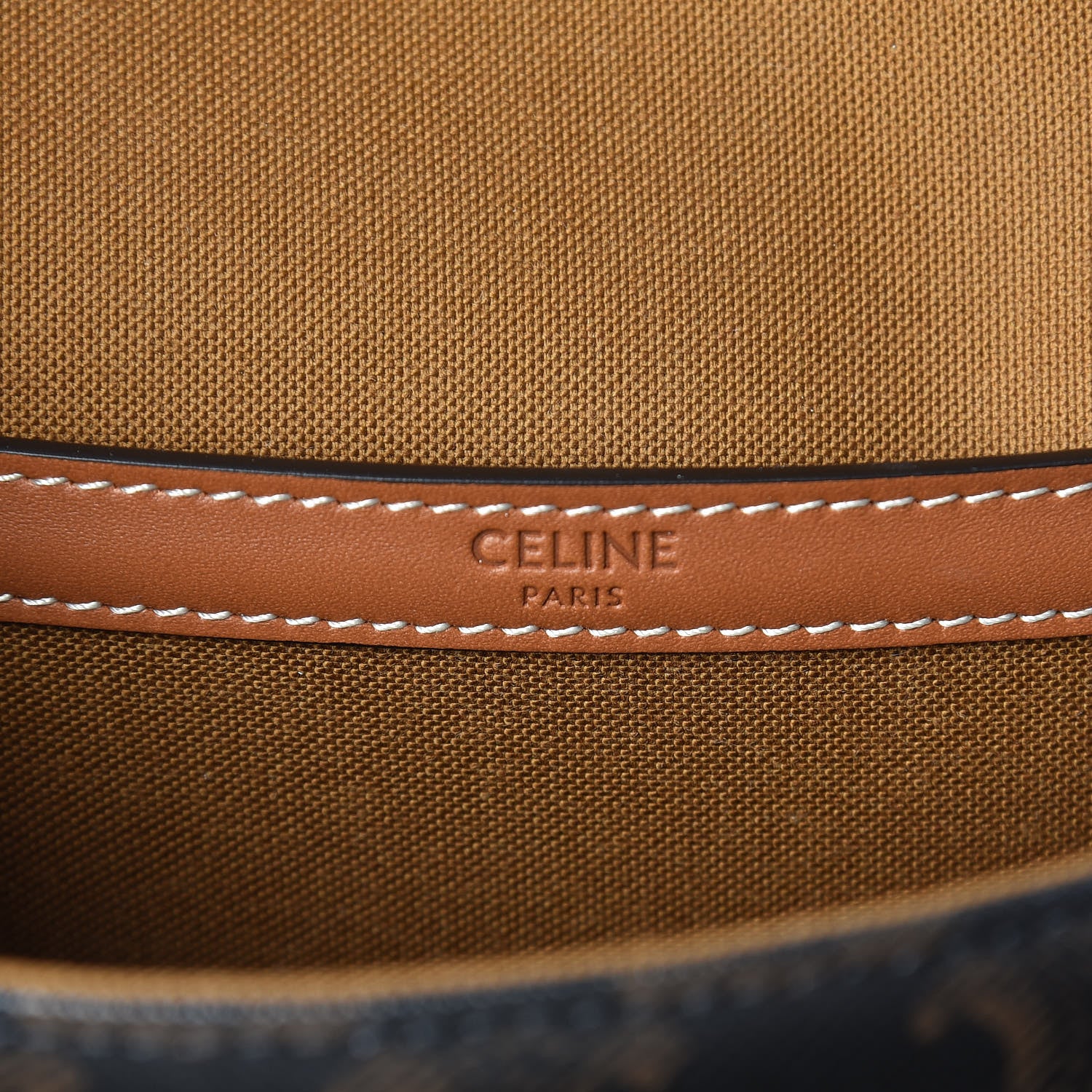 Celine Triomphe Canvas Medium Folco Bag Tan 6 of 11