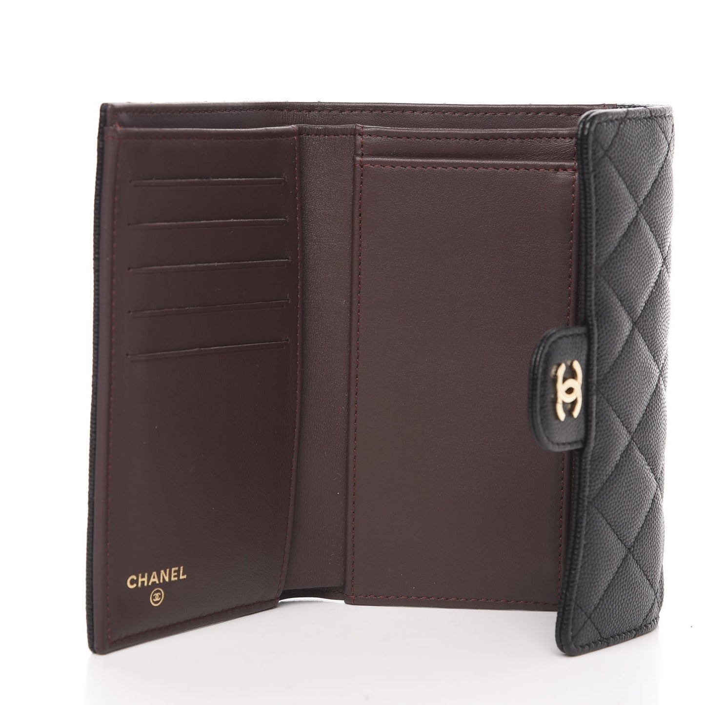 Caviar Quilted Small Flap Wallet Black