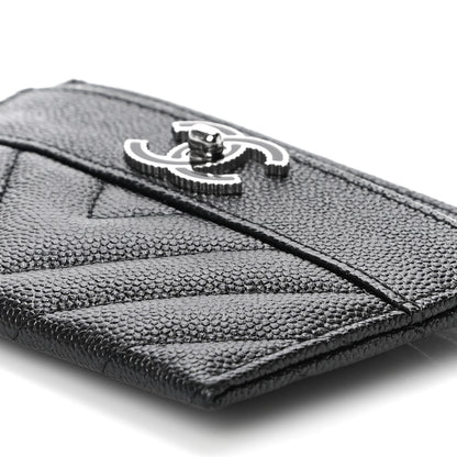 Chanel Caviar Chevron Quilted Vintage Mademoiselle Card Holder Black 11 of 12