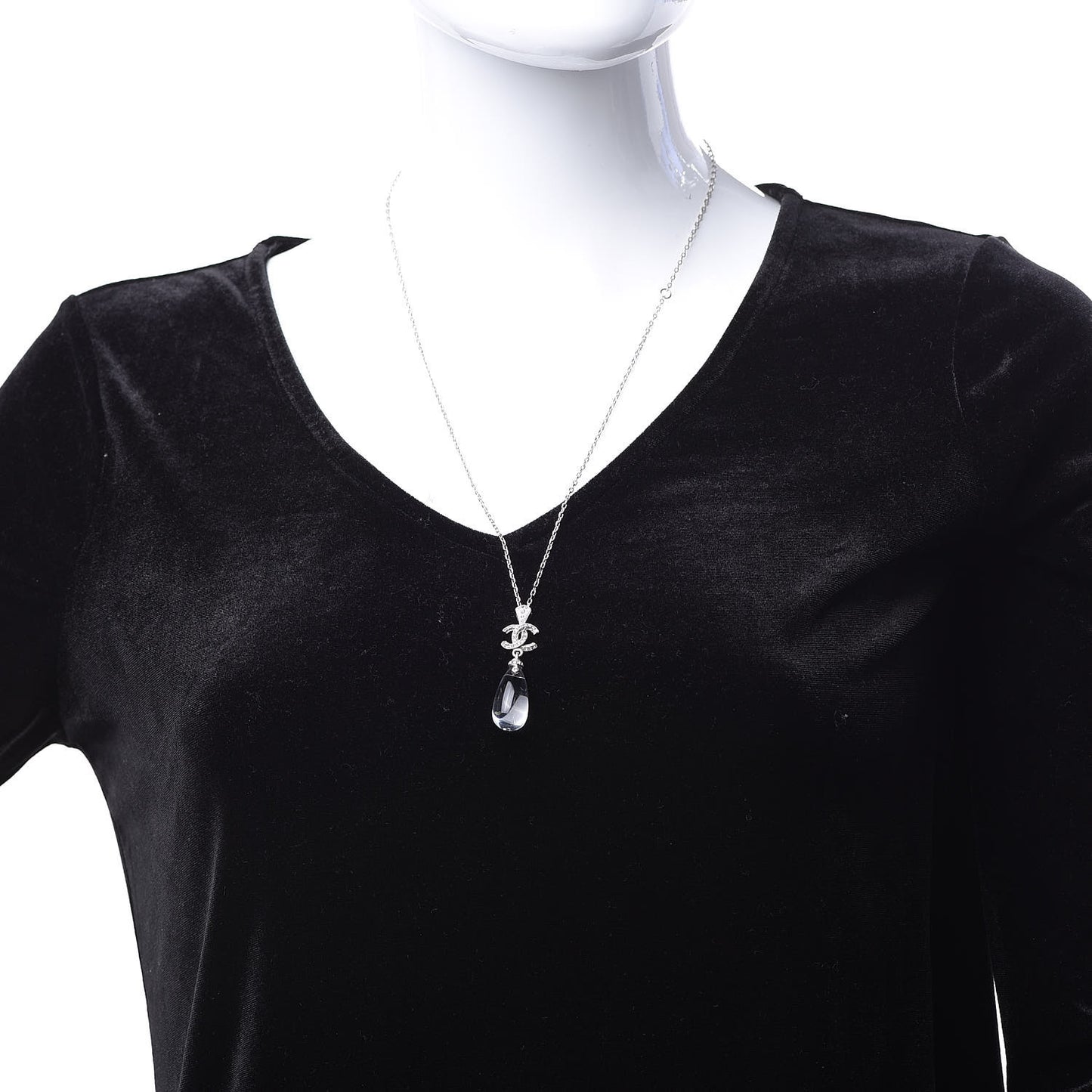 Crystal Resin CC Drop Pendant Necklace Silver