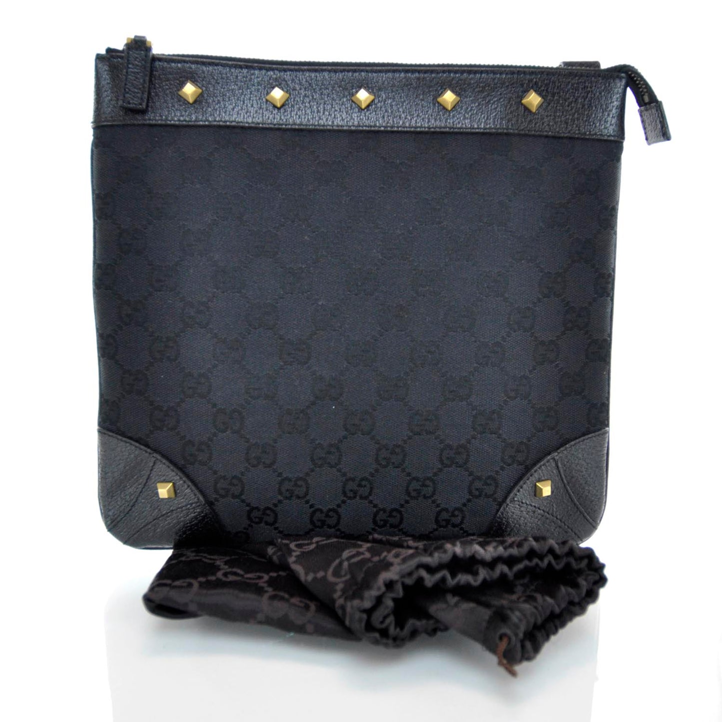Monogram Horsebit Nail Messenger Black