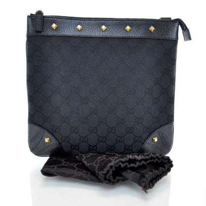 Gucci Monogram Horsebit Nail Messenger Black 3 of 10