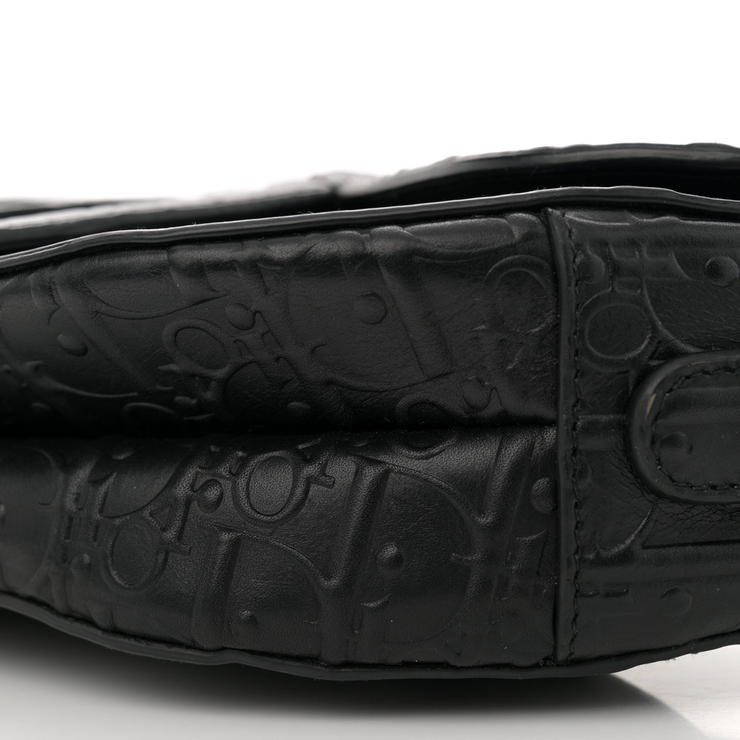 Calfskin Embossed Oblique Saddle Bag Black