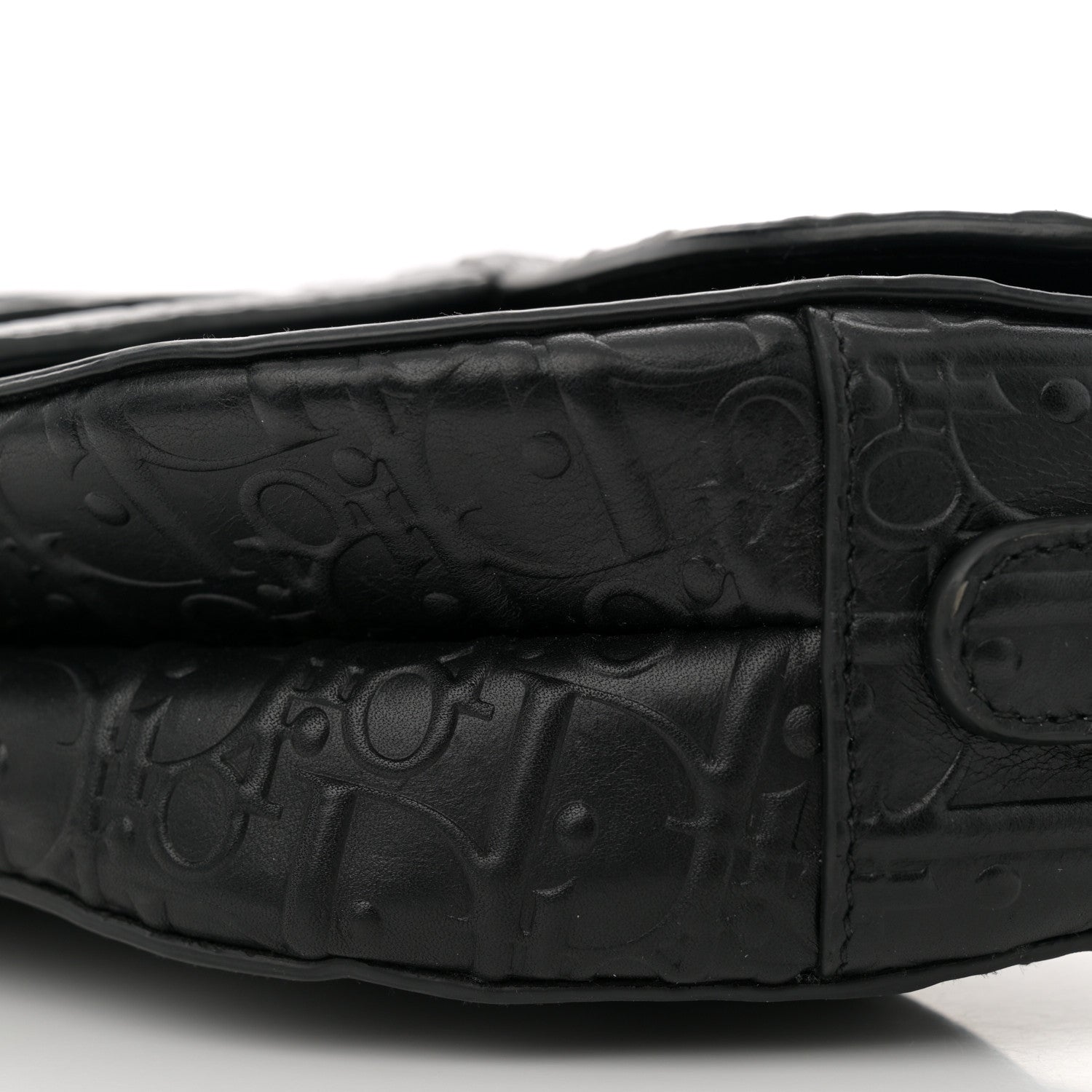 Christian Dior Calfskin Embossed Oblique Saddle Bag Black 10 of 11