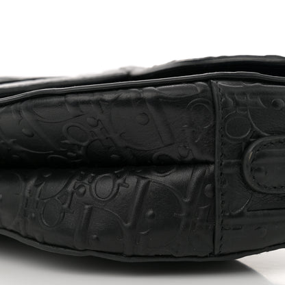 Christian Dior Calfskin Embossed Oblique Saddle Bag Black 10 of 11