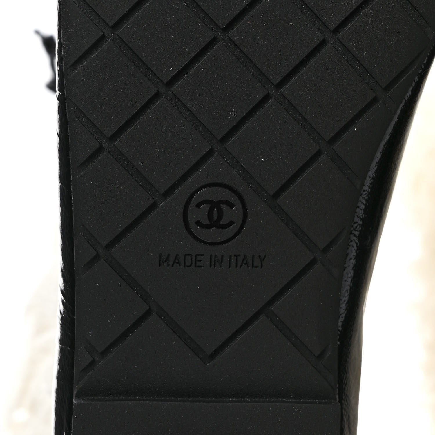 Chanel Patent Shearling Chain Boots 37.5 Black White 7 of 8