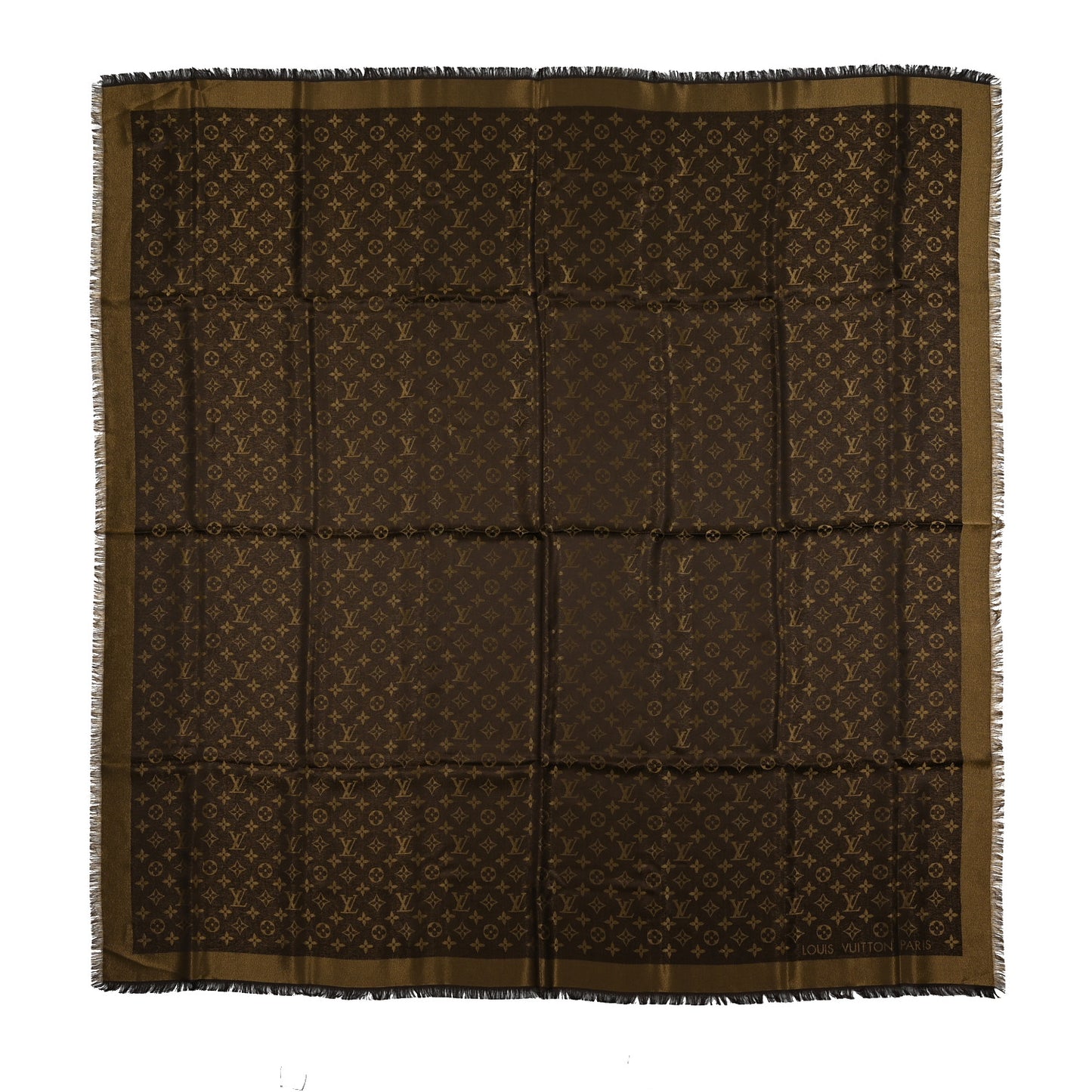 Silk Lurex Wool Monogram Shine Shawl Marron