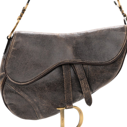 Christian Dior Distressed Calfskin Saddle Bag Brown 8 of 12