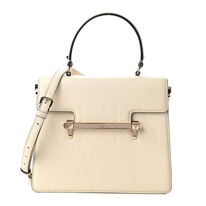 Valentino Garavani Grainy Calfskin Embossed VLTN Uptown Top Handle Bag Ivory 1 of 9