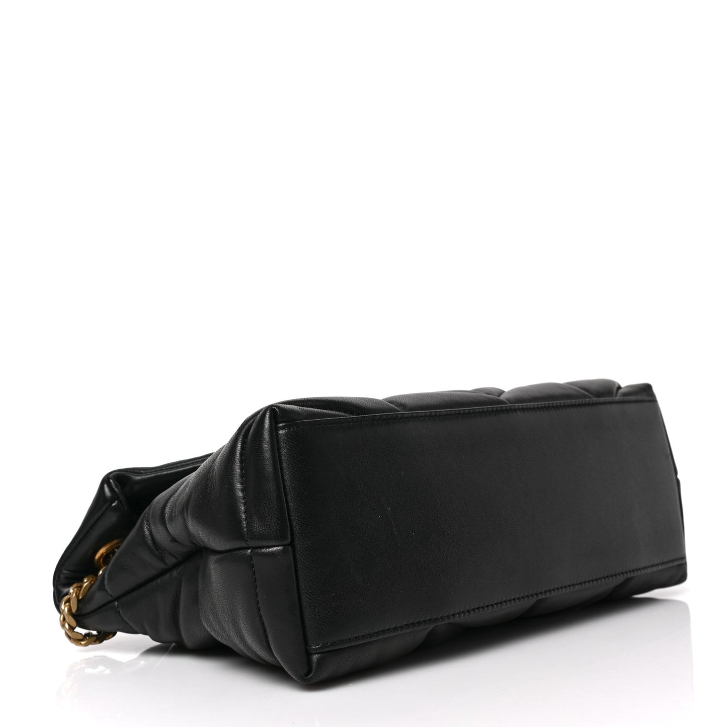 Lambskin Quilted Small Loulou Puffer Monogram Chain Satchel Black