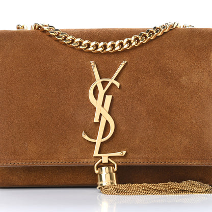 Saint Laurent Suede Small Classic Monogram Kate Tassel Satchel Light Ochre 8 of 17