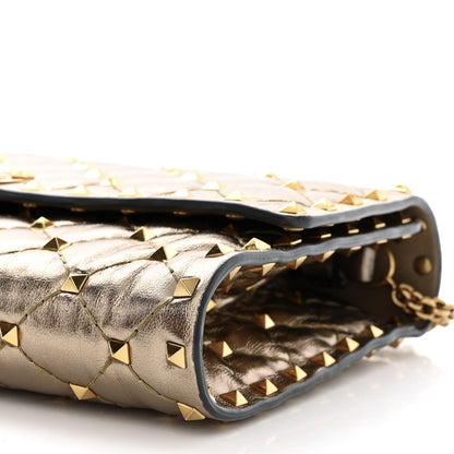 Valentino Garavani Metallic Nappa Rockstud Spike Wallet on Chain Sasso 9 of 10
