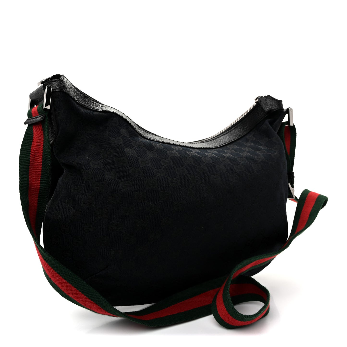 Monogram Web Medium Half Moon Hobo Black