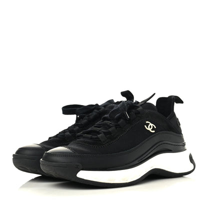 Chanel Velvet Calfskin Mixed Fibers CC Sneakers 36 Black 3 of 11