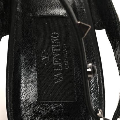 Valentino Garavani Pebbled Calfskin Onyx Rockstud Rolling Ankle Strap 100mm Pumps 39 Black 8 of 9
