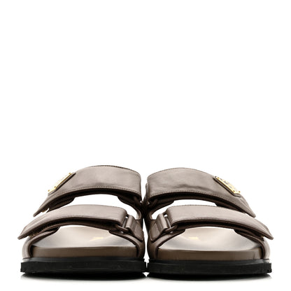 Prada Nappa Logo Velcro Strap Slide Sandals 38.5 Cacao 3 of 11