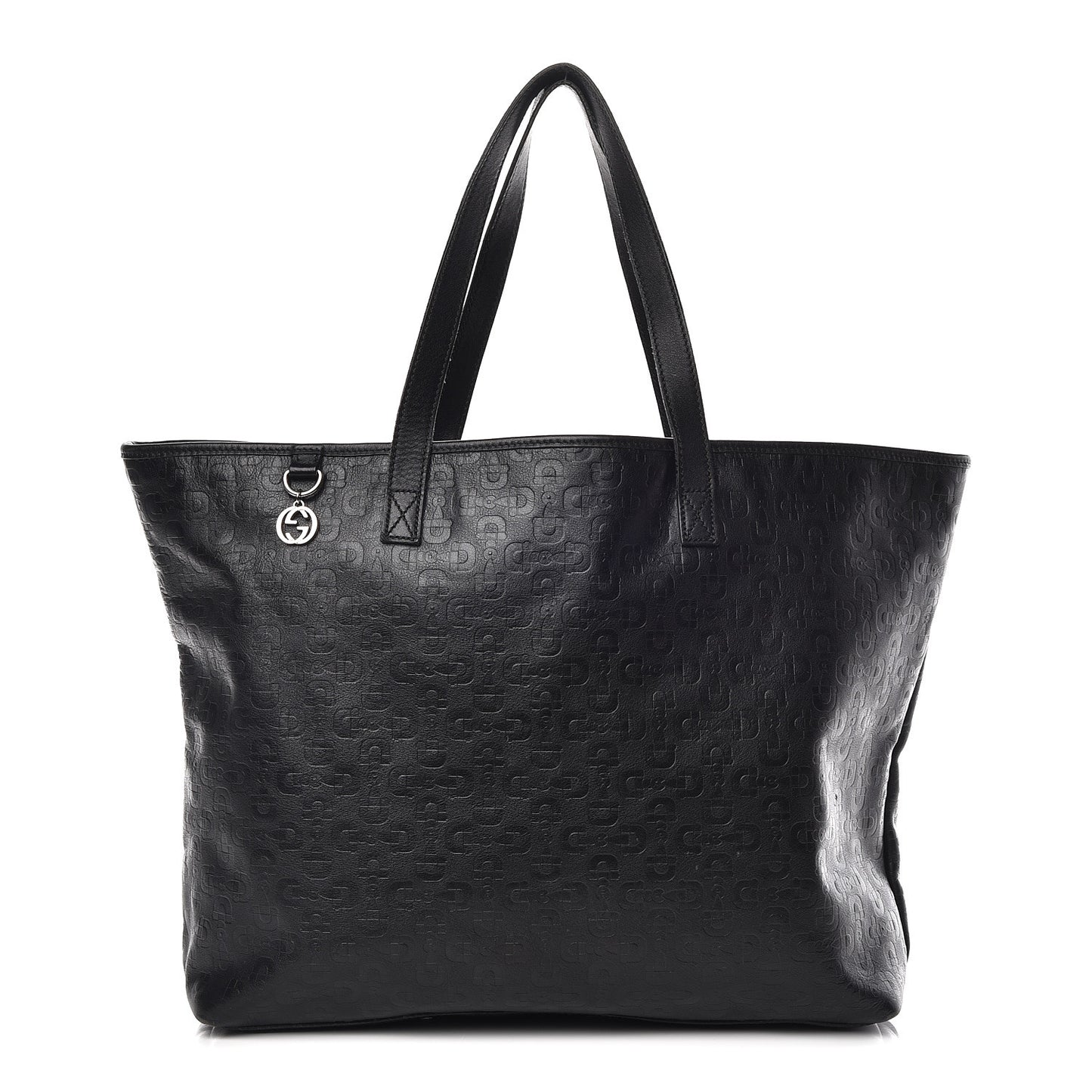 Calfskin Horsebit Embossed Large Tote Black