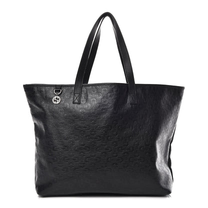 Gucci Calfskin Horsebit Embossed Large Tote Black 1 of 16