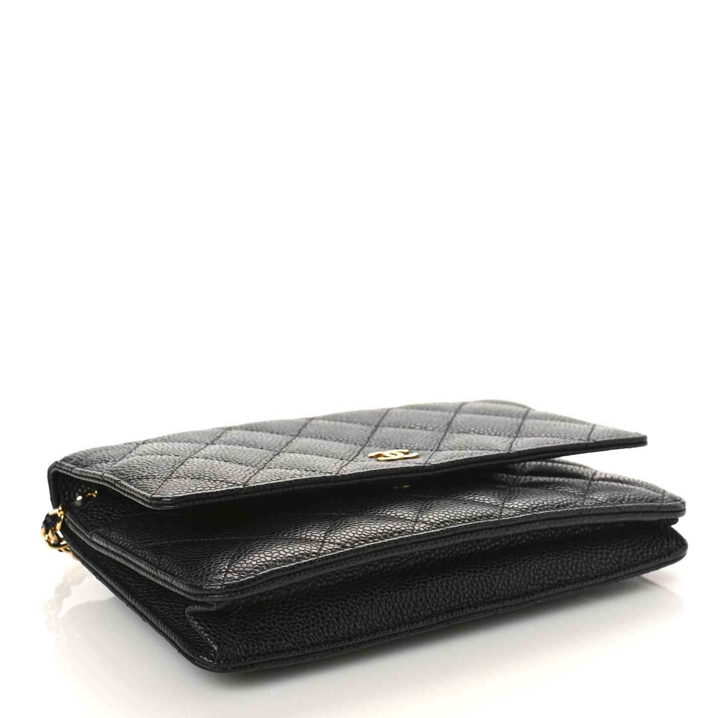 Caviar Quilted Wallet on Chain WOC Black