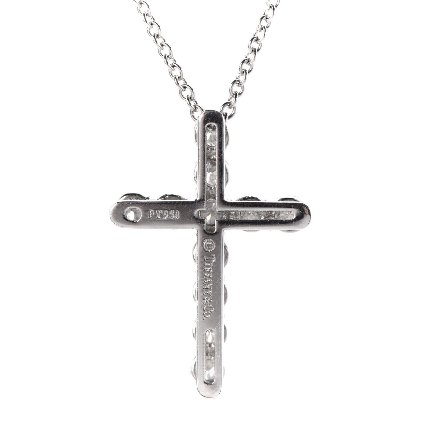 Platinum Diamond Small Cross Pendant Necklace