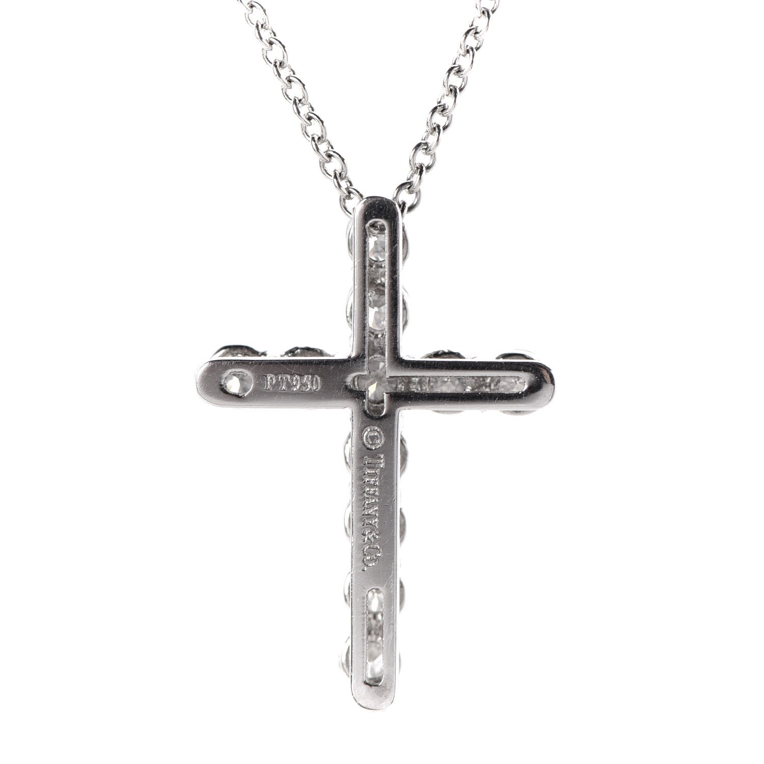 Tiffany Platinum Diamond Small Cross Pendant Necklace 4 of 6