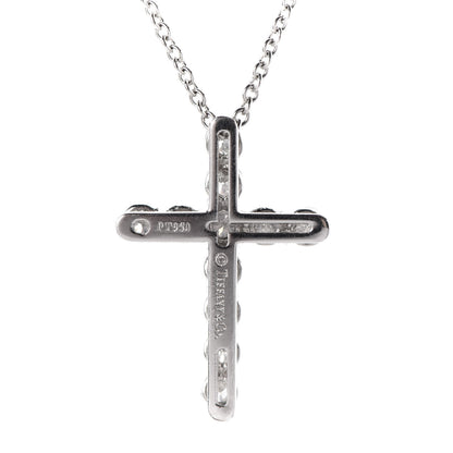 Tiffany Platinum Diamond Small Cross Pendant Necklace 4 of 6