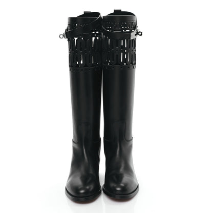 Hermes Calfskin Womens Faubourg Kelly Jumping Boots 37 Black 2 of 8